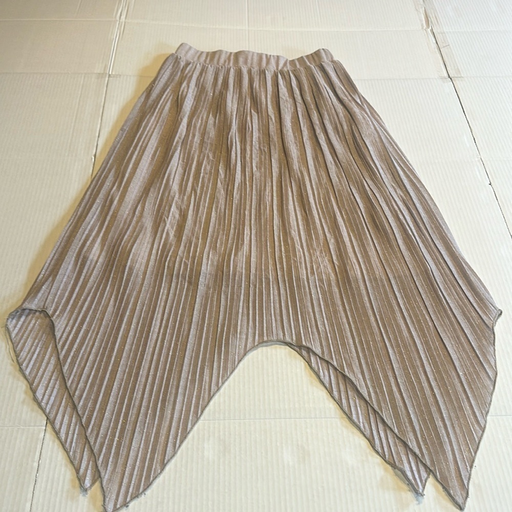 NWT Walter Baker long shimmery elastic skirt beige gold with inside liner size 6 - Picture 1 of 11